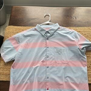 Mizzen and Main Striped Shirt - Pink and Blue - Size XL